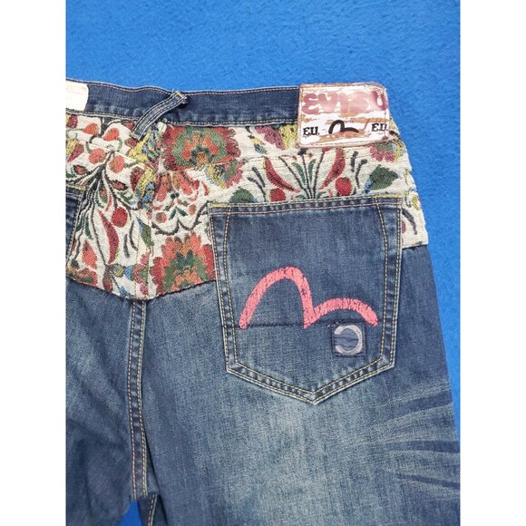 Evisu Origin Osaka Japan Button Fly Blue Shorts Denim Men's Size 34 Vintage - Picture 11 of 16